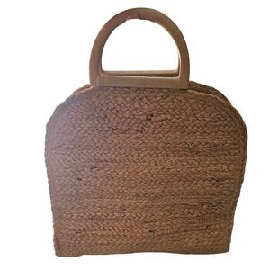 Shiraleah Chicago Jute Straw Tote Bag D-Ring Handles Natural Woven